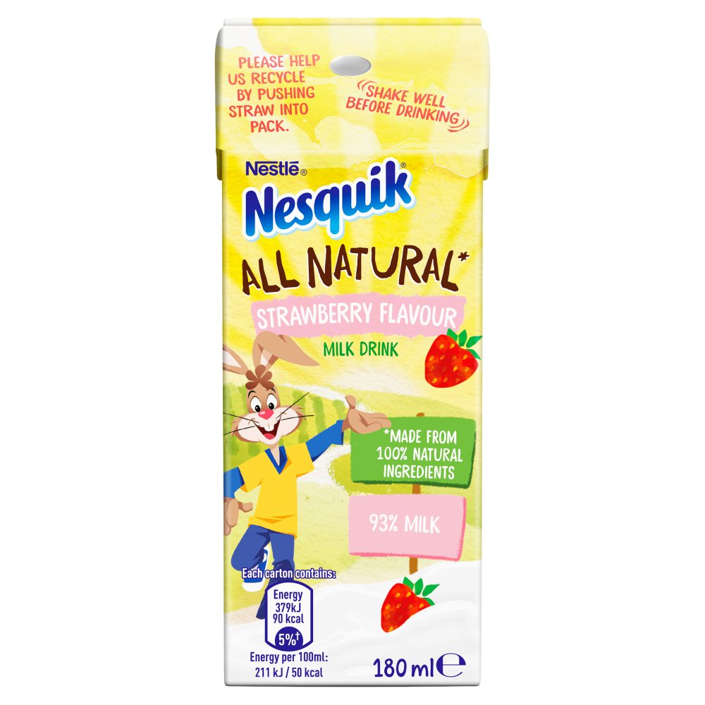 Nesquik All Natural Strawberry Milkshake Drink 180ml RRP 80p CLEARANCE XL 59p or 2 for 1