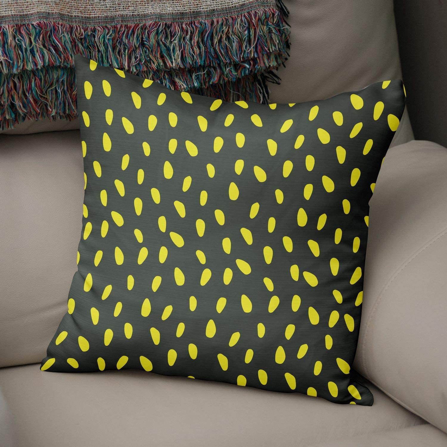 Bonamaison Yellow Spot Design Decorative Green Cushion Cover 43 x 43cm RRP 7.64 CLEARANCE XL 4.99