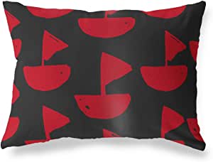 Bonamaison Red Boat Design Decorative Black Cushion Cover 45 x 60cm RRP 15.12 CLEARANCE XL 9.99