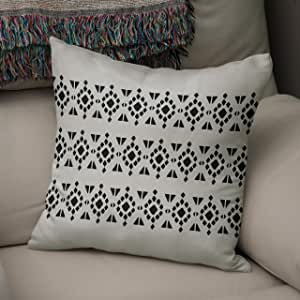 Bonamaison Repeating Black Pattern Decorative Grey Cushion Cover 43 x 43cm RRP 7.64 CLEARANCE XL 4.99