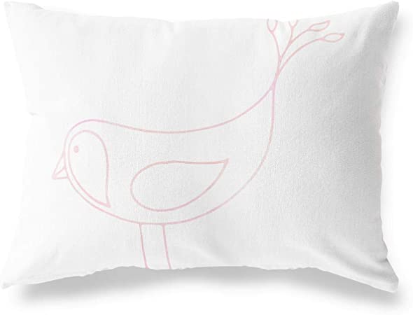 Bonamaison Pink Bird Design Decorative White Cushion Cover 35 x 50cm RRP 15.12 CLEARANCE XL 9.99