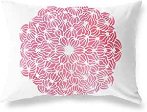 Bonamaison Pink Flower Design Decorative White Cushion Cover 45 x 60cm RRP 15.12 CLEARANCE XL 9.99