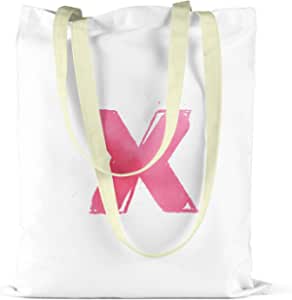 Bonamaison Large Pink X Design Printed Cream Tote Bag 34 x 40cm RRP 5.99 CLEARANCE XL 3.99