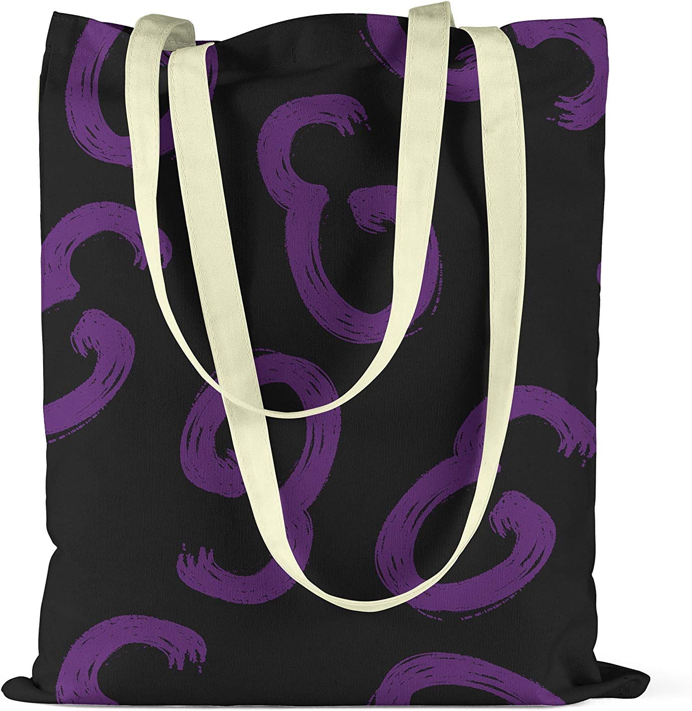 Bonamaison Purple Swirl Design Printed Black Tote Bag 34 x 40cm RRP 5.99 CLEARANCE XL 3.99