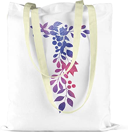 Bonamaison Blue/Purple Floral Printed Cream Tote Bag 34 x 40cm RRP 5.99 CLEARANCE XL 3.99