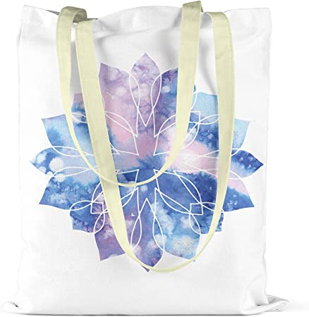 Bonamaison Blue/Purple Large Flower Design Printed Cream Tote Bag 34 x 40cm RRP 5.99 CLEARANCE XL 3.99