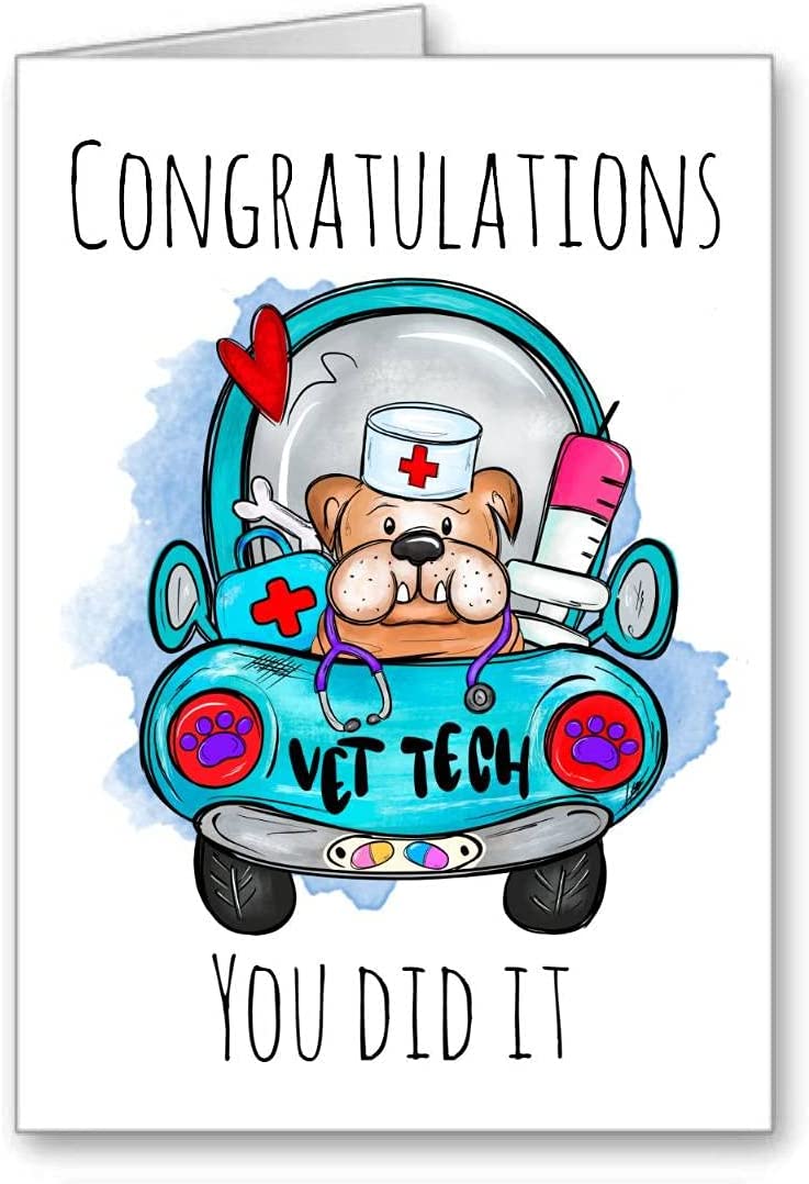 Vet Nurse Veterinary Technician Card ''Congratulations You Did It'' RRP 3.25 CLEARANCE XL 1.99
