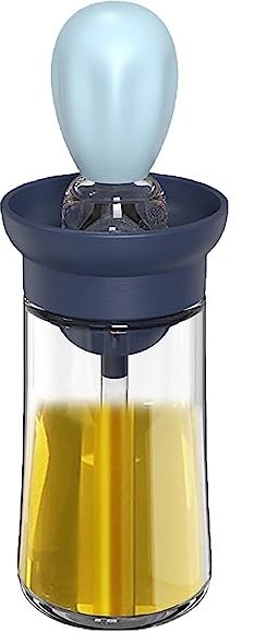 Deidentified Glass Olive Oil Bottle with Blue Silicone Brush 2 in 1 Dispenser RRP 9.99 CLEARANCE XL 6.99
