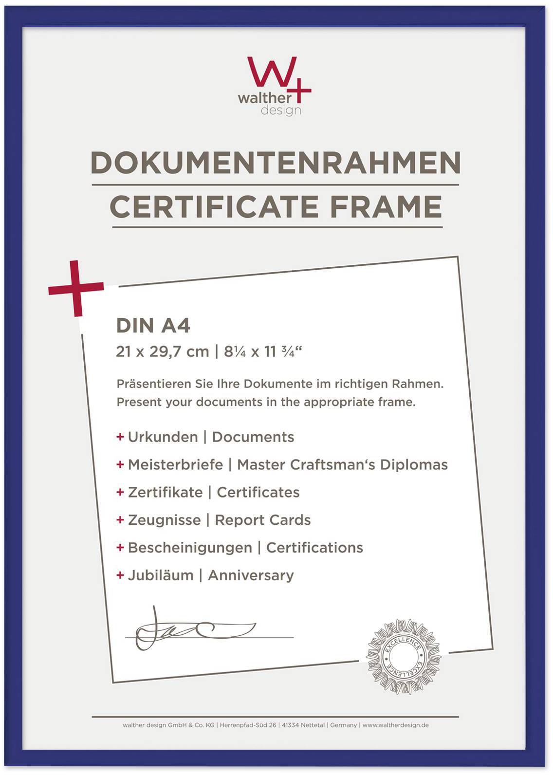 Walther Design Blue Certificate Frame RRP 9.99 CLEARANCE XL 5.99