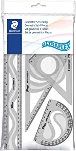 STAEDTLER 569PB4UF-S 4 Piece Maths Geometry Set - Ruler Protractor Set Squares RRP 3.73 CLEARANCE XL 2.99
