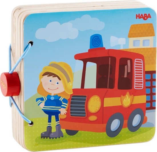 Haba Wooden Fire Brigade Picture Book For Babies RRP 4.99 CLEARANCE XL 2.99