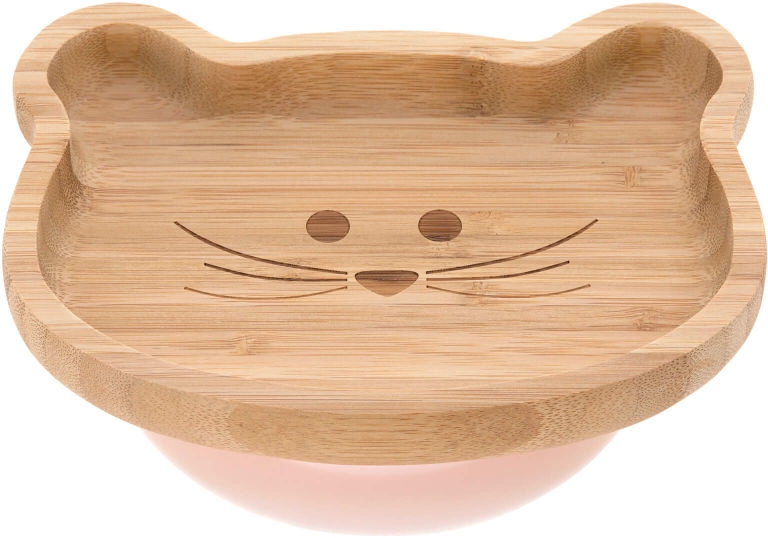 Lassig Bamboo Platter/Wood Little Chums Mouse with Suction Pad RRP 19.99 CLEARANCE XL 13.99