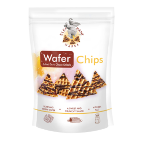Elephant Wafer Chips Salted Dark Chocolate Drizzle 70g RRP 1.99 CLEARANCE XL 99p