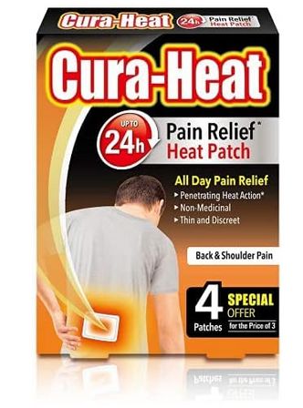 Cura-Heat Back & Shoulder Pain Heat Pads 24 Hour Pain Relief 4 Patches RRP 4.99 CLEARANCE XL 1.99