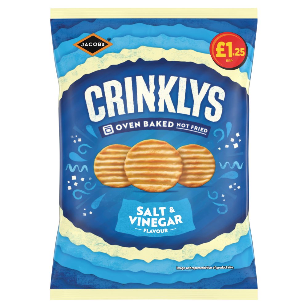 Jacobs Baked Crinklys Salt & Vinegar Flavour 90g RRP 1.25 CLEARANCE XL 59p or 2 for 1
