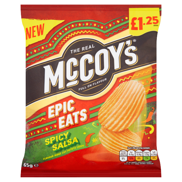 McCoy's Epic Eats Spicy Salsa Sharing Crisps 65g RRP 1.25 CLEARANCE XL 59p or 2 for 1