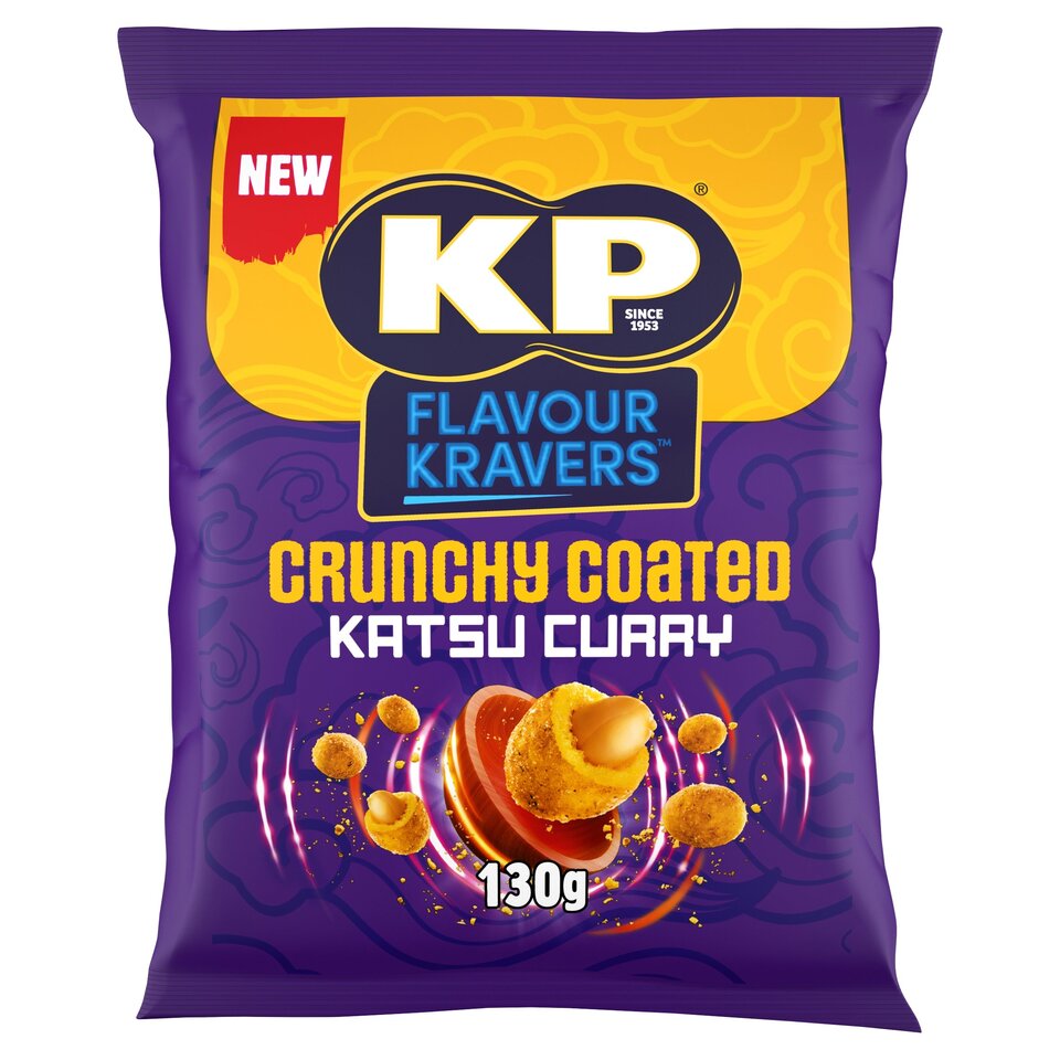 KP Flavour Kravers Crunchy Coated Katsu Curry Flavour Peanuts 130g RRP 3 CLEARANCE XL 1.25