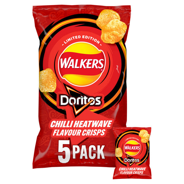 Walkers Doritos Chilli Heatwave Flavour Multipack Crisps 5 x 24g RRP 1.95 CLEARANCE XL 59p or 2 for 1