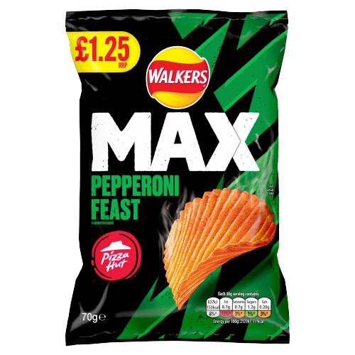 Walkers Max Pizza Hut Pepperoni Feast Crisps 70g RRP 1.25 CLEARANCE XL 59p or 2 for 1