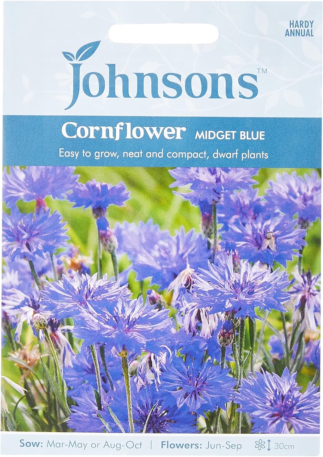 Johnsons Flower Seeds Cornflower Midget Blue RRP 2.65 CLEARANCE XL 1.99