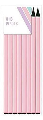 Design Group 8 Pack Black Tip HB Pencils Pastel Pink Colour Wrapping RRP 2.98 CLEARANCE XL 1.99