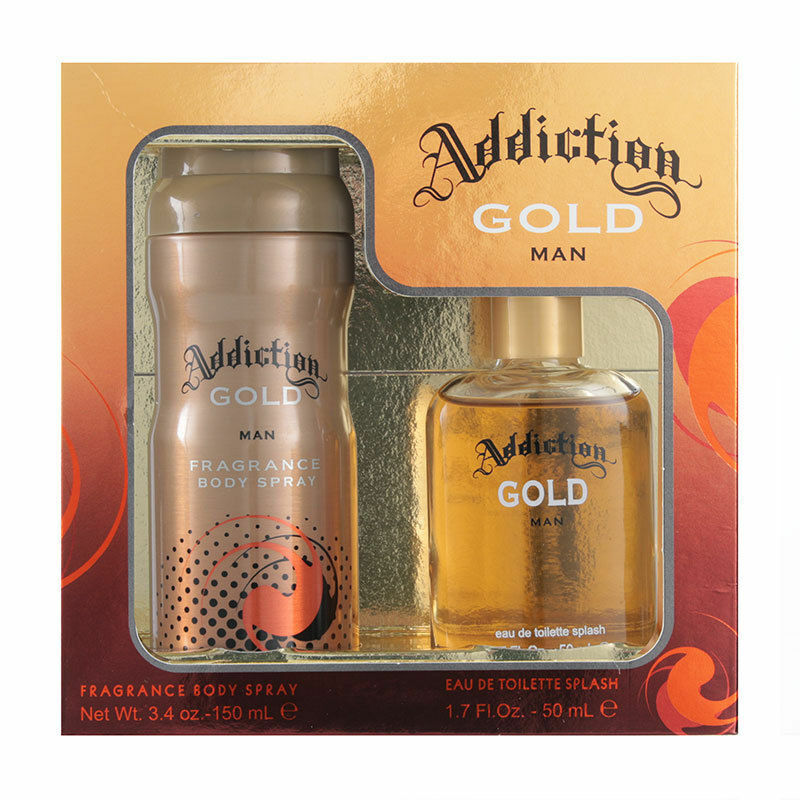 Addiction Gold Man 150ml Perfume Body Spray 50ml EDT Gift Box RRP 9.99 CLEARANCE XL 6.99