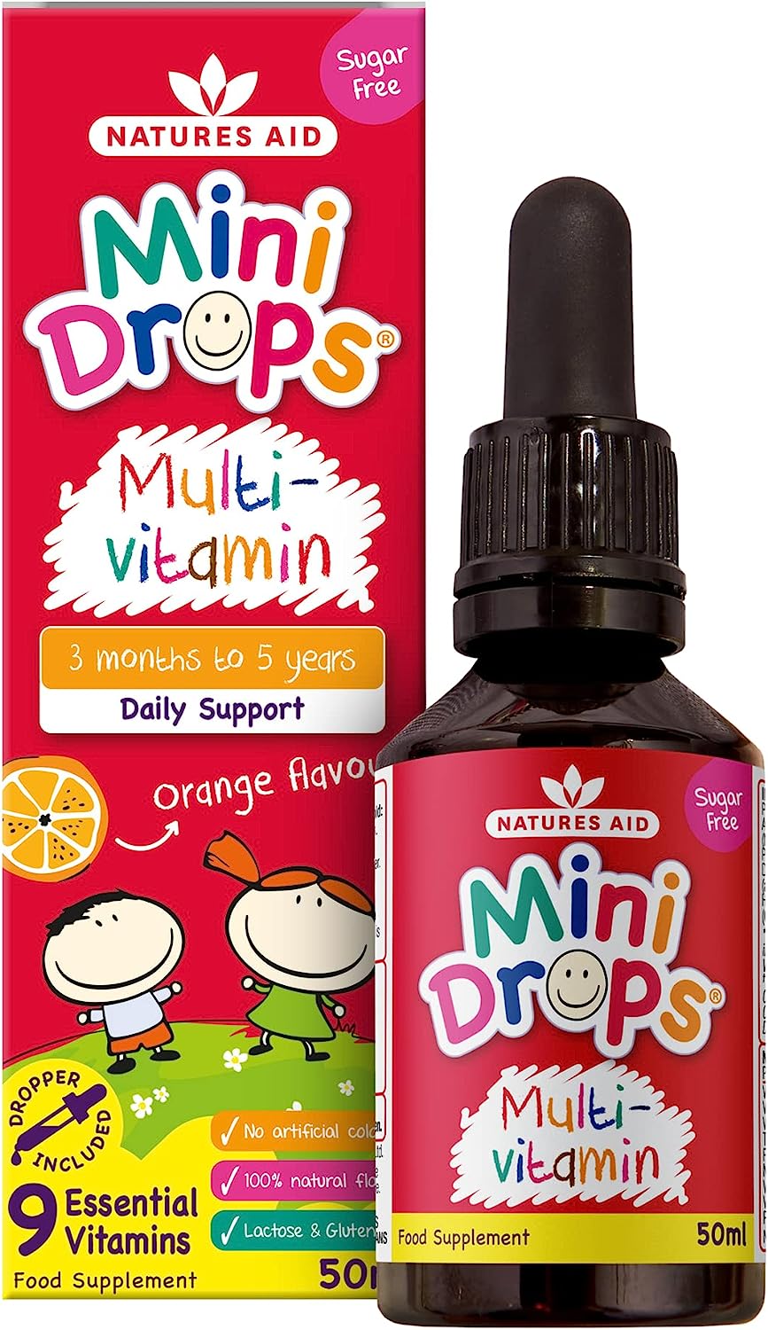 Natures Aid Mini Drops Multi-vitamin Orange Flavour for Infants and Children Sugar Free 50ml RRP 8 CLEARANCE XL 6.99