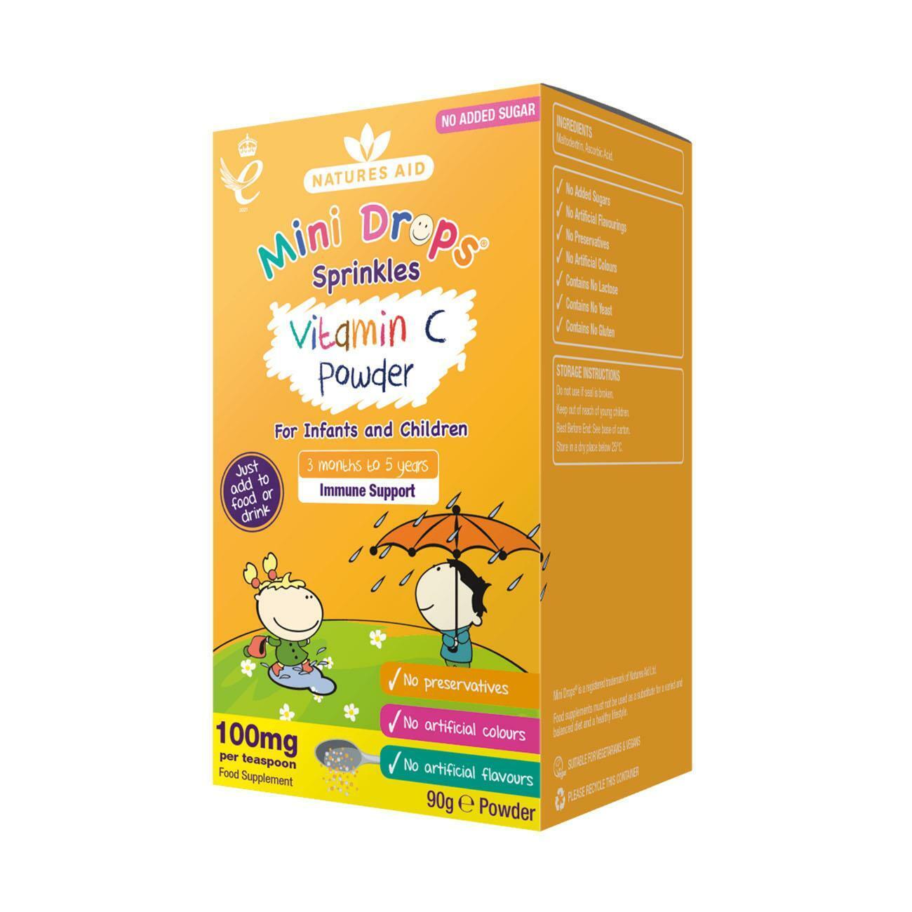 Natures Aid Mini Drops Sprinkles Vitamin C Powder 90g RRP 6.95 CLEARANCE XL 4.99