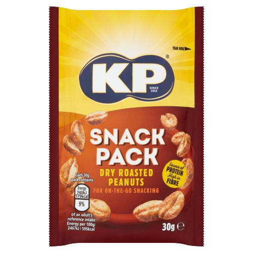KP Snack Pack Dry Roasted Peanuts 30g RRP 1.10 CLEARANCE XL 59p or 2 for 1
