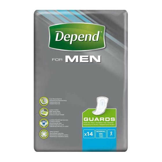 Depend Guards for Men Normal Pack of 14 RRP 5.59 CLEARANCE XL 4.99
