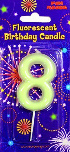 Eurowrap Fluorescent Birthday Candle 8 RRP 2.49 CLEARANCE XL 99p