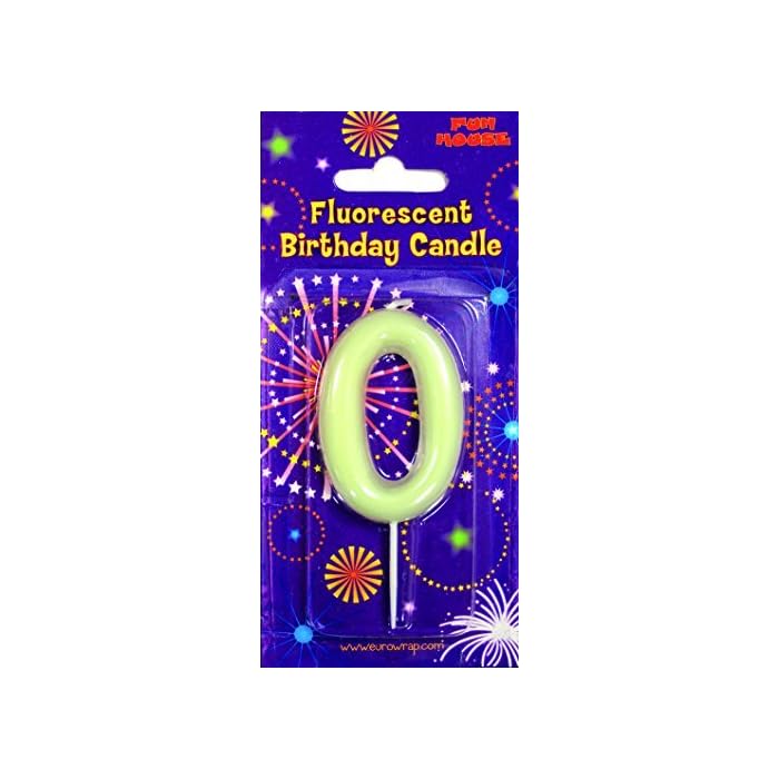 Eurowrap Fluorescent Birthday Candle ''0'' RRP 2.49 CLEARANCE XL 99p