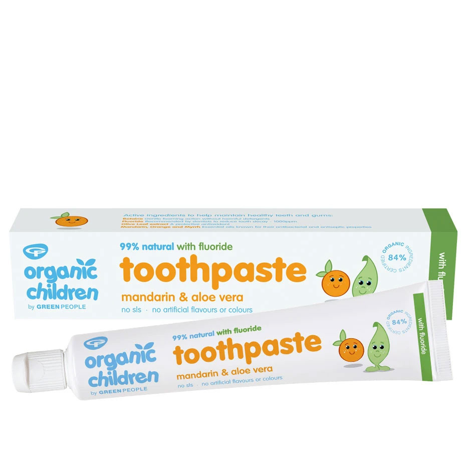 Green People Organic Children Mandarin & Aloe Vera Toothpaste With Fluoride 50ml RRP 6.50 CLEARANCE XL 4.99