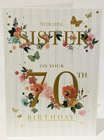 Words 'N' Wishes 70th Birthday Sister Card RRP 2.75 CLEARANCE XL 1.99