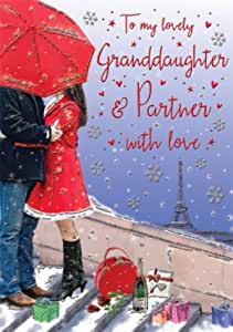 Regal Publishing ''To My Lovely Granddaughter & Partner with Love'' Christmas Card RRP 3.93 CLEARANCE XL 2.50