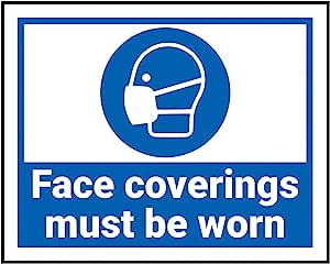 Vsafety ''Face Coverings Must Be Worn'' 100x80mm RRP 75p CLEARANCE XL 50p