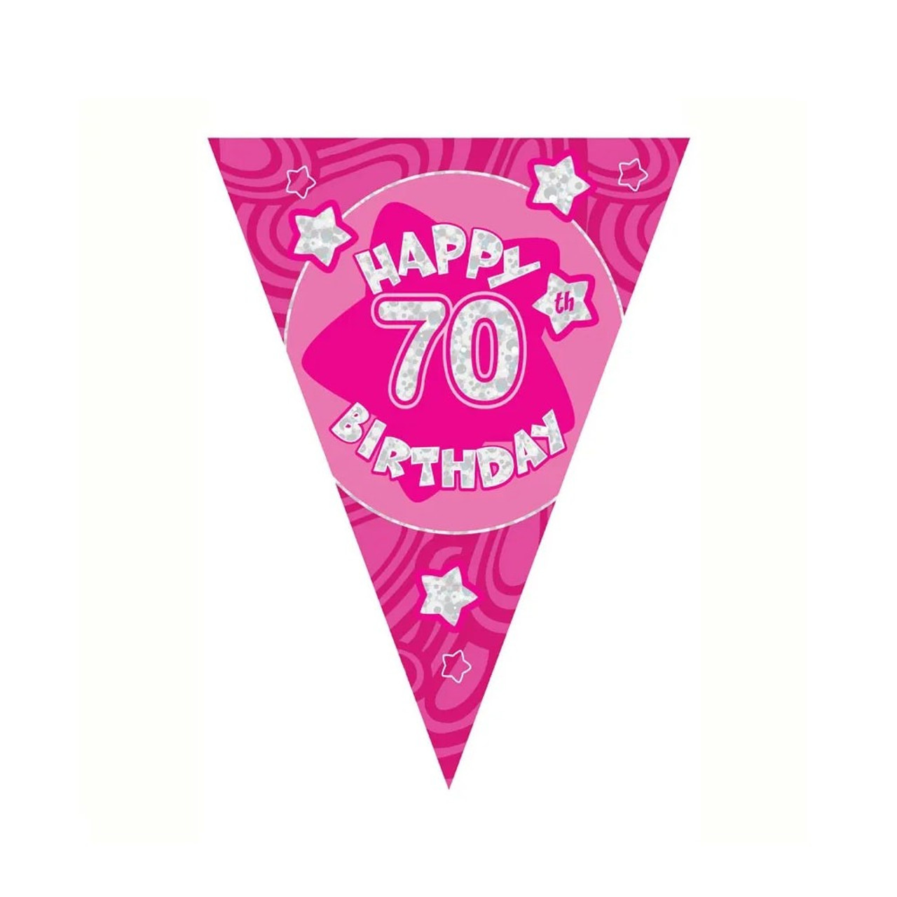 Apac Group Pink Holographic 70th Birthday Pink Bunting RRP 1.99 CLEARANCE XL 99p