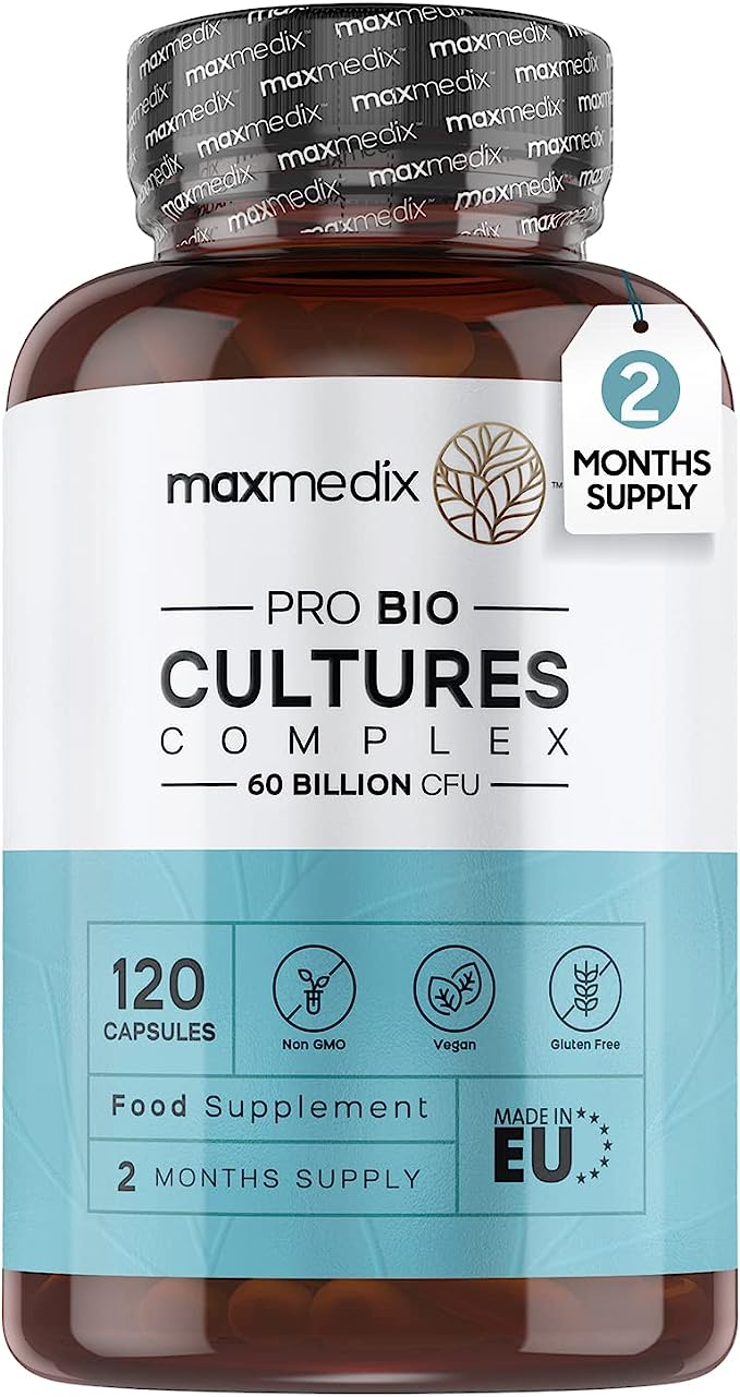 Maxmedix Pro Bio Cultures Complex 60 Billion CFU 120 Vegan Capsules RRP 21.99 CLEARANCE XL 15.99