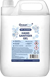 Ocean Free+ 70% Alcohol Hand Sanitiser Gel 5L Litres RRP 16.99 CLEARANCE XL 9.99
