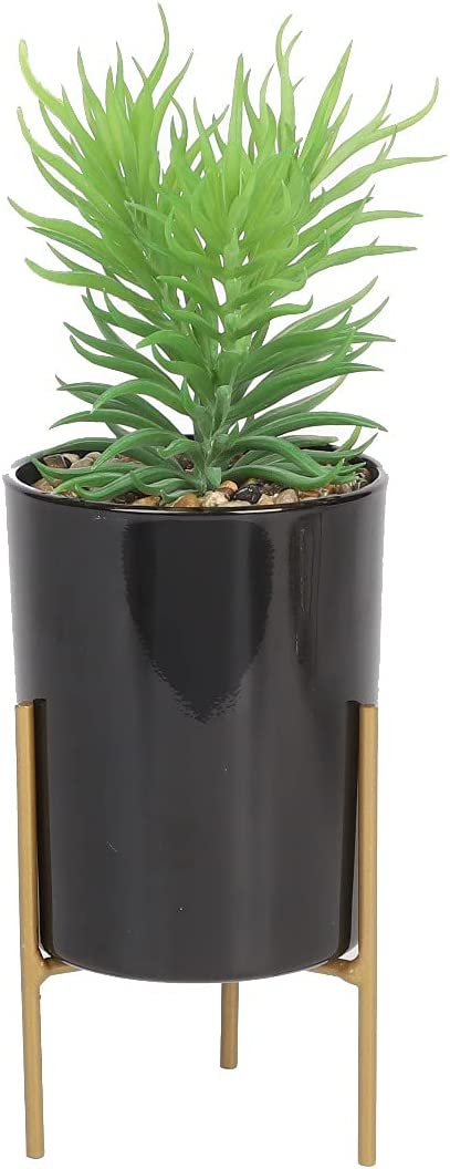 Sleepdown Halo Green Leaf Black Pot Stand Artificial Faux Plant RRP 16.72 CLEARANCE XL 10.99