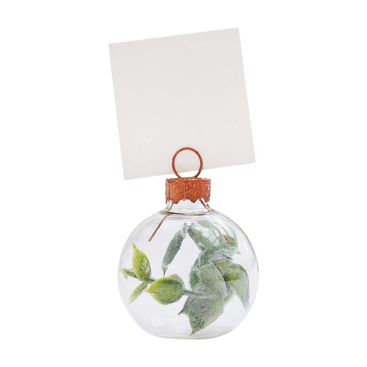 Ginger Ray 6 Glass Bauble Place Card Holders with Eucalyptus Sprigs RRP 8.99 CLEARANCE XL 4.99