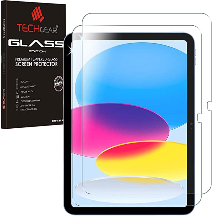 TECHGEAR 2 Pack iPad 10 10.9'' Tempered Glass Screen Protector RRP 7.95 CLEARANCE XL 5.99