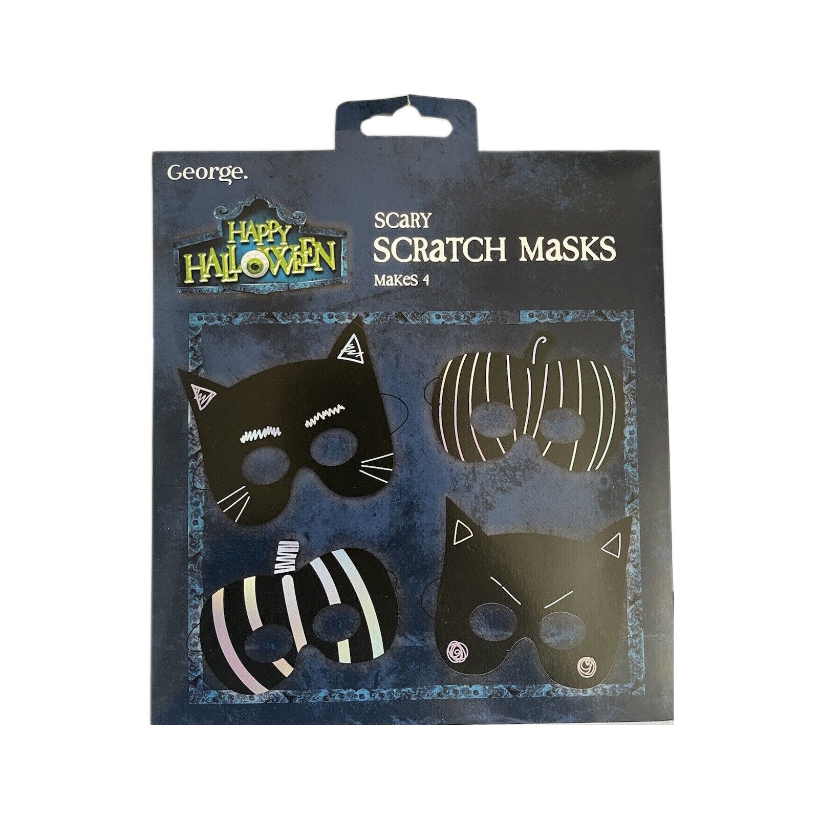 George Happy Halloween Scary Scratch Masks Makes 4 RRP 3.25 CLEARANCE XL 2.50