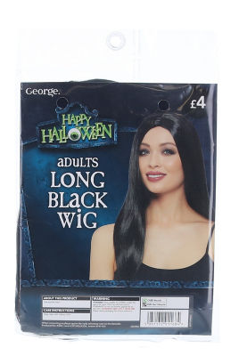 George Happy Halloween Adults Long Black Wig RRP 4 CLEARANCE XL 2.99