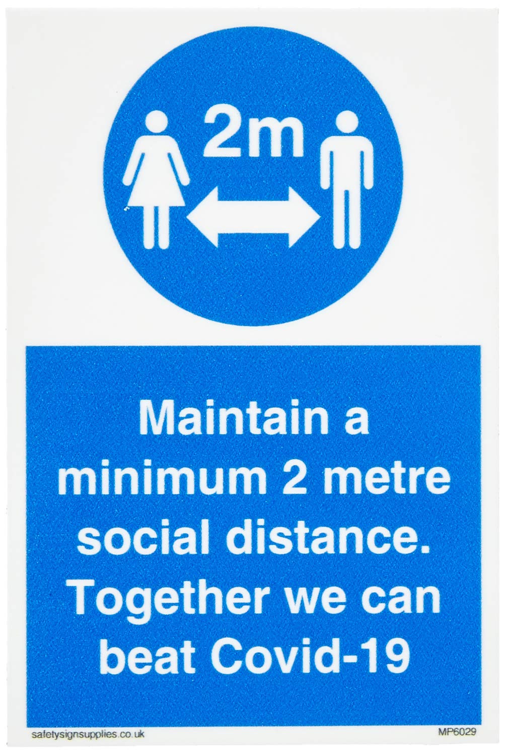 Viking Signs ''Maintain a minimum 2 metre social distance.'' 15 x 10cm RRP 2.18 CLEARANCE XL 1.50
