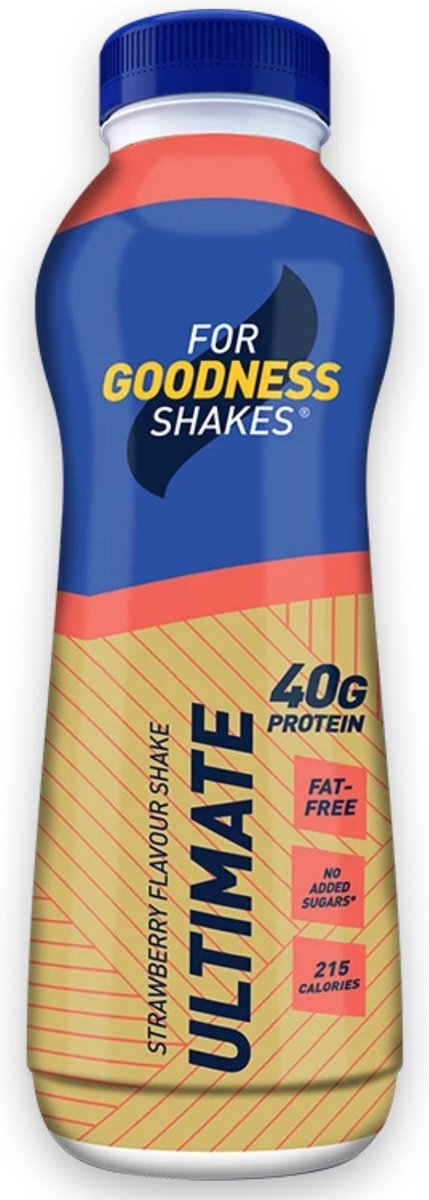 For Goodness Shakes Ultimate Strawberry Flavour Shake 475ml RRP 3.50 CLEARANCE XL 1.99
