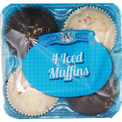 Baker Boys 4 Iced Muffins (Dec 22 - Jan 24) RRP 2.10 CLEARANCE XL 89p or 2 for 1.50