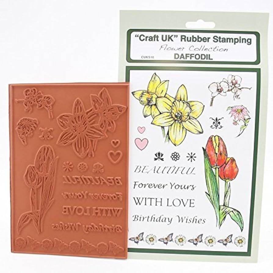 Craft UK Rubber Stamping Flower Collection Daffodil RRP 1.99 CLEARANCE XL 99p