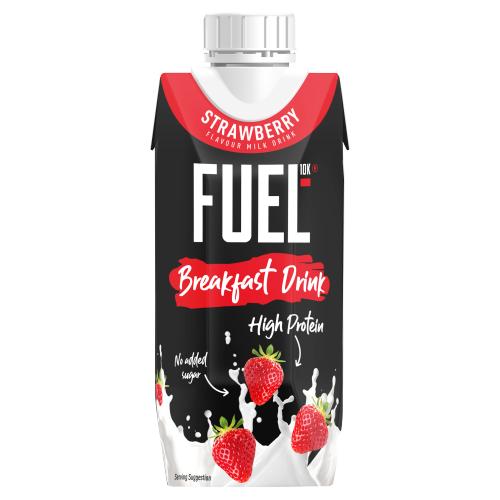 FUEL10K Strawberry Flavour Milk Breakfast Drink 330ml RRP 1.75 CLEARANCE XL 99p