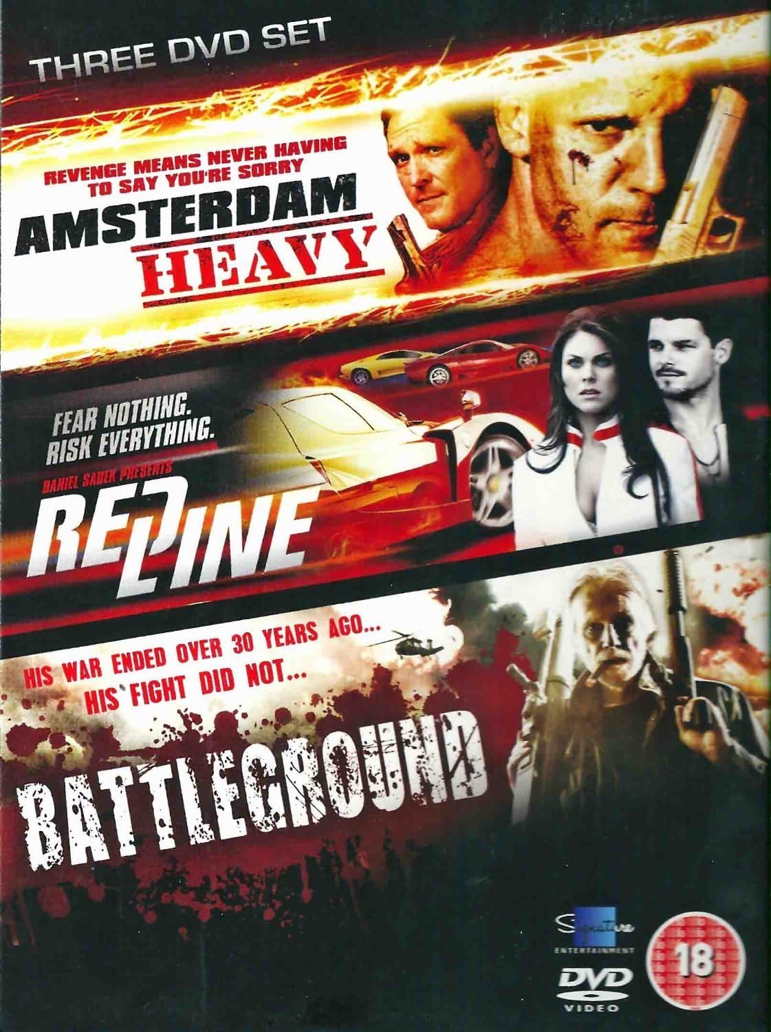 Amsterdam Heavy / Red Line / Battleground Triple DVD Set Rated 18 (2012) RRP 4.50 CLEARANCE XL 1.99